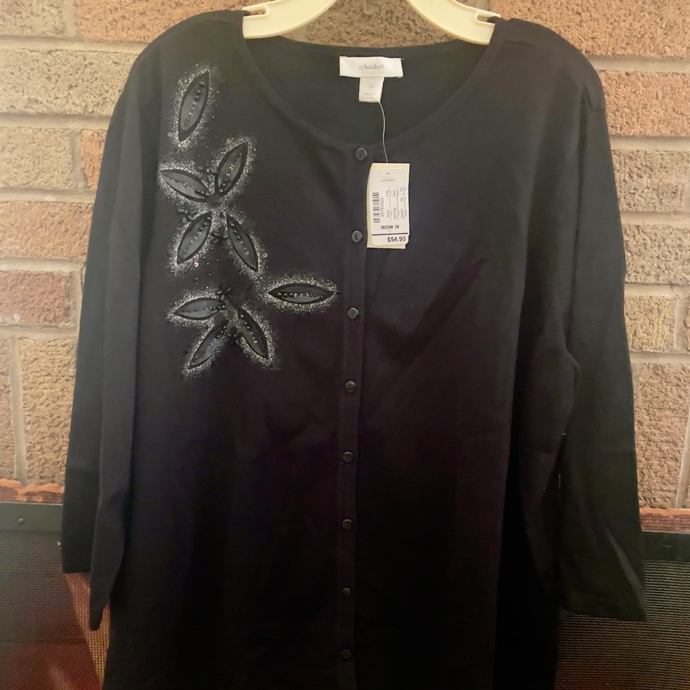 CJ Banks Black Knit Top - Picture 3 of 5